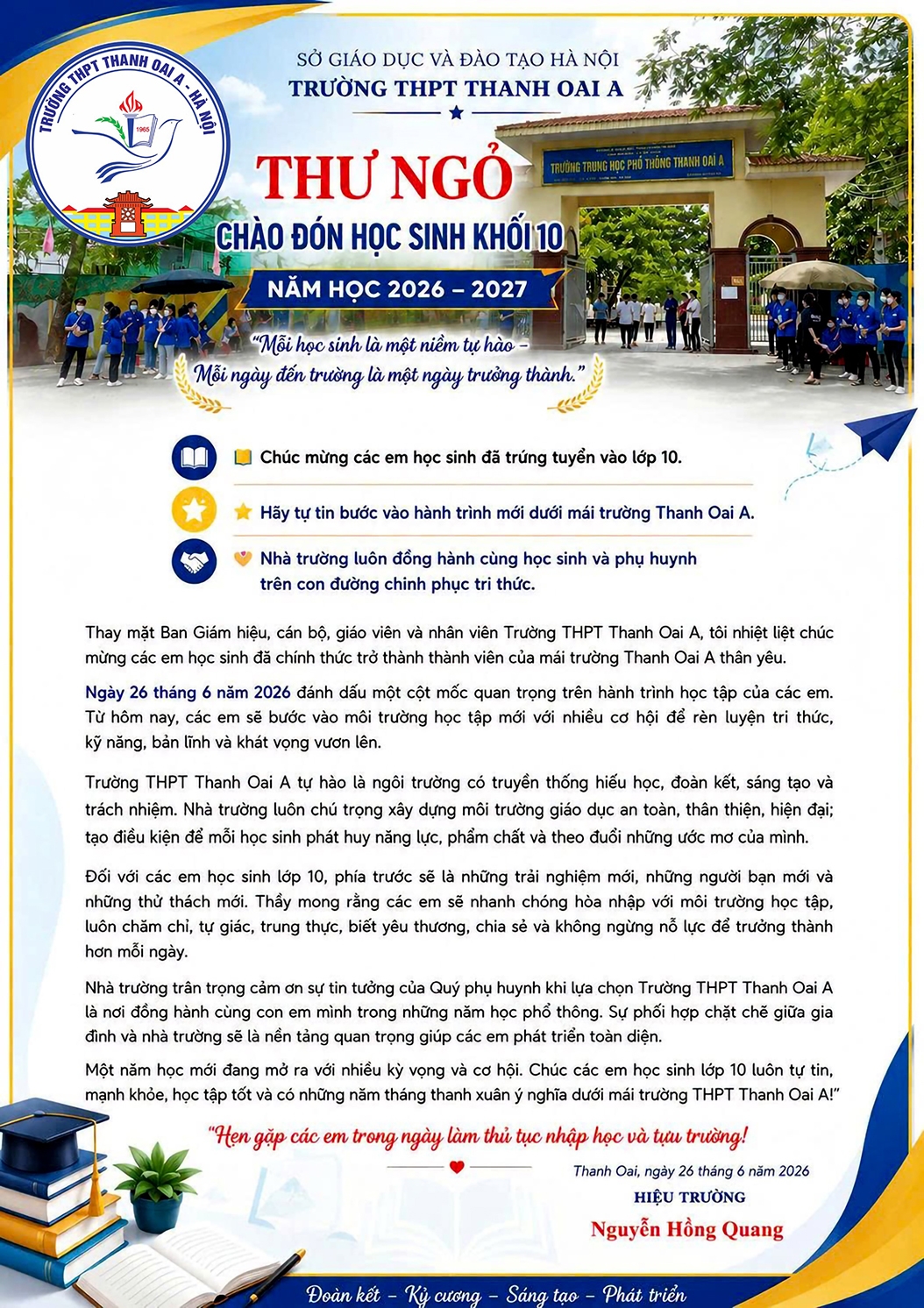 Chào đón học sinh khối 10 K62 - Trường THPT Thanh Oai A Chào đón học sinh khối 10 K62 - Trường THPT Thanh Oai A
